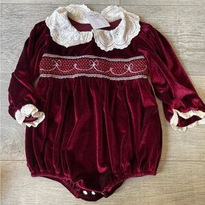 New with tags! Velour Smocked Bubble